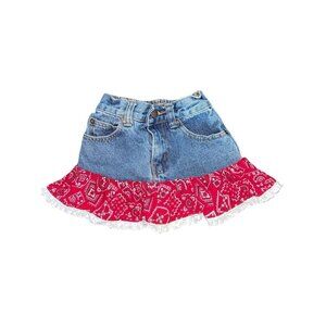 Kiddie Korral Western Wear Bandana Trim Cowgirl Denim Jean Skirt Girls 3T